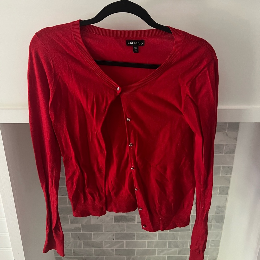 Express Vibrant Red Knit Cardigan